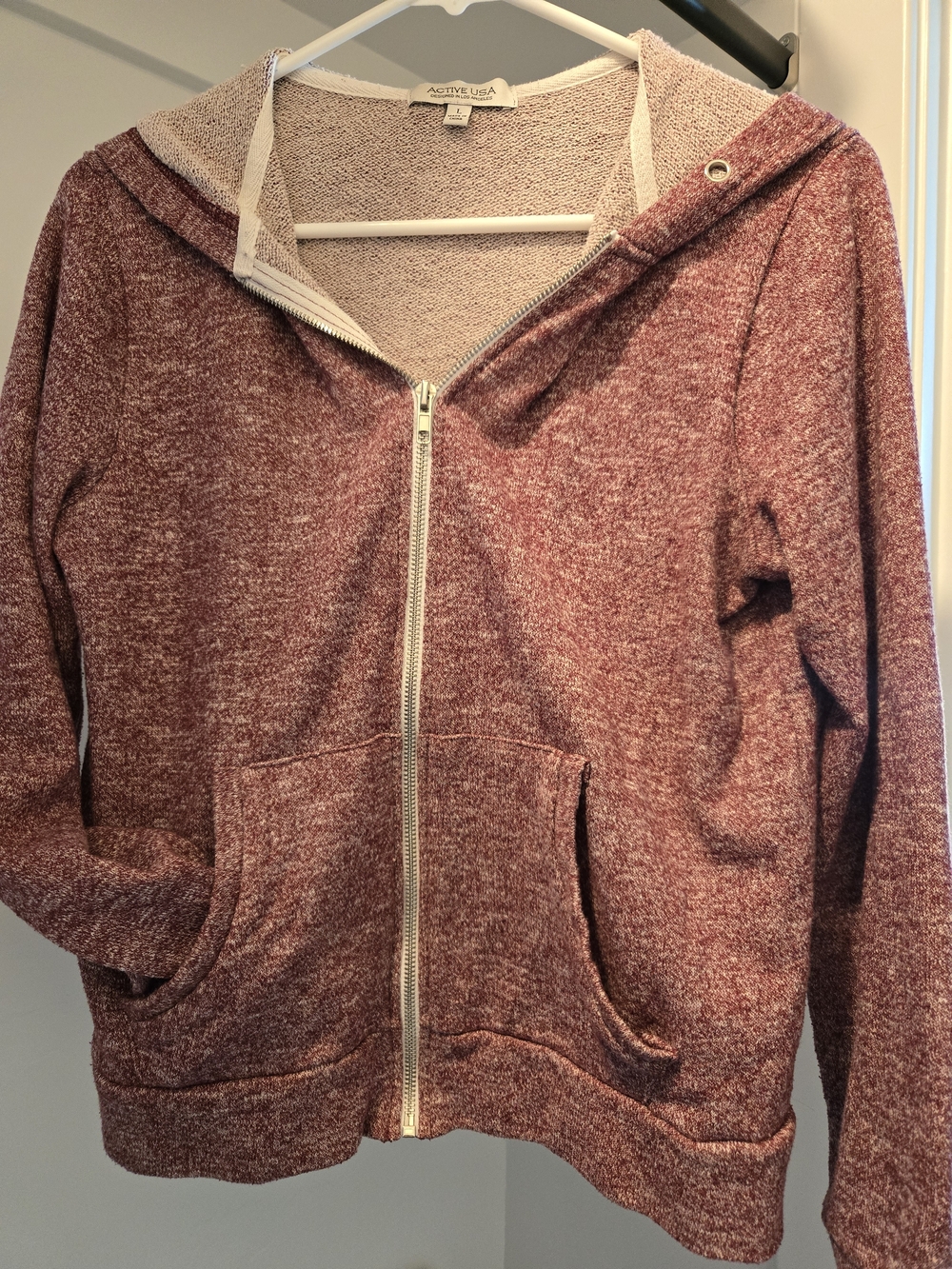Active USA Marled Zip Hoodie in Dusty Rose Heather